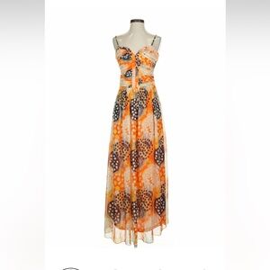 Peppe Peluso polka dot orange maxi dress, small